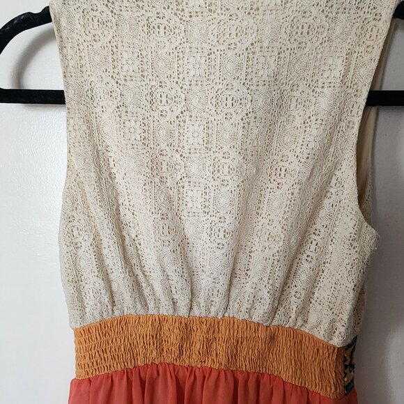 Flying Tomato Maxi Dress Sleeveless Lined Lace Ribbon Accent Chiffon Sz s - Picture 5 of 7